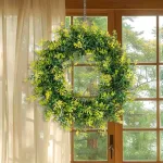 4 colors artificial green boxwood plastic wreath
