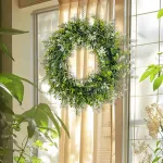 4 colors artificial green boxwood plastic wreath