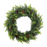 artificial cedar and red berries wreath for xmas