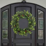 artificial cedar and red berries wreath for xmas