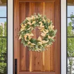 artificial yellow leaves boxwood fruit wreath