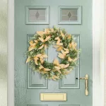 artificial yellow leaves boxwood fruit wreath