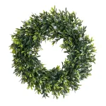 faux boxwood plant leaves wreath for front door