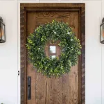 faux boxwood plant leaves wreath for front door