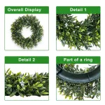 faux boxwood plant leaves wreath for front door