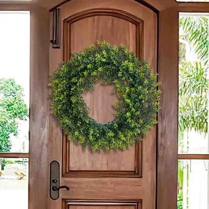 faux plant green grass boxwood wreath