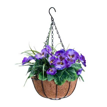 Customized pink pansy coconut palm flower basket