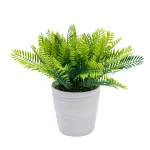 Faux green fern plant with pot