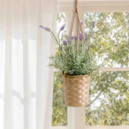 New style bamboo basket with purple flowers