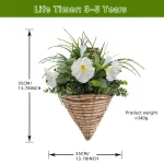 White Petunia Plus Green Leaves with Wall Hanging Basket