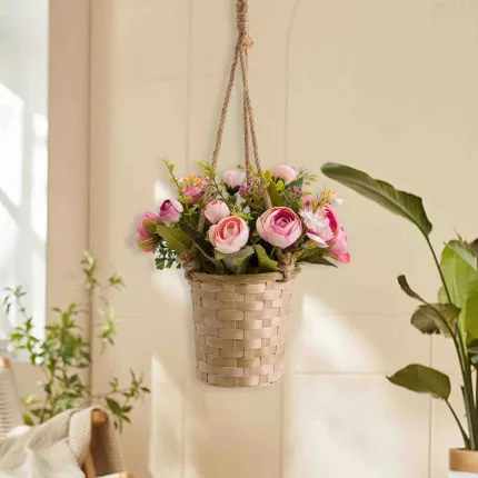 Wholesale elegant style 9-stem camellia bamboo basket