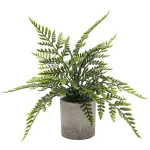 artificial green fern plant wtih paper pulp basin