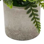 artificial green fern plant wtih paper pulp basin